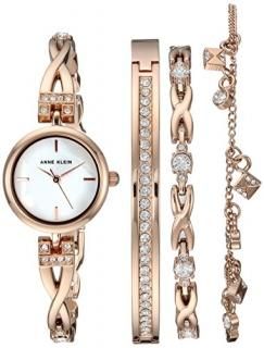 Anne Klein Women's 27mm Rose Gold-Tone Steel Bracelet & Case Quartz MOP Dial Ana