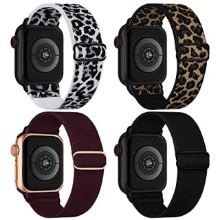 Stretchy Nylon Solo Loop Bands Compatible with Apple Watch 38mm 40mm 41mm Adjust