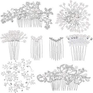 44 Pieces Wedding Hair Comb Faux Pearl Crystal Bride Hair Accessories Hair Side 