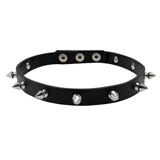 macoking Spiked Choker Goth Leather Studded Collar Black Necklace Punk Bracelet