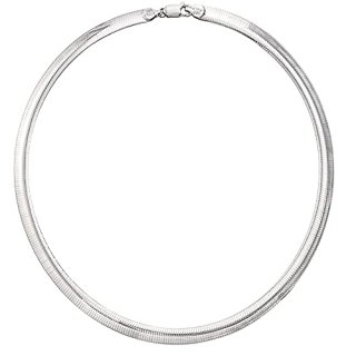 Savlano 925 Sterling Silver 8MM Italian Solid Flat Omega Chain Necklace for Wome