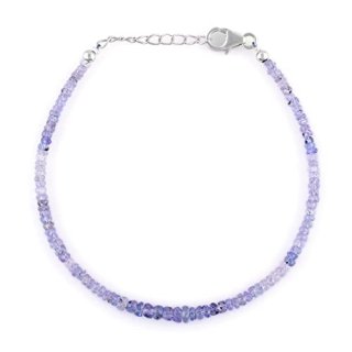 QNAVIC Natural Shaded Blue Tanzanite Gemstone Beads Choker Bangle Bracelet Handm