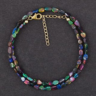 OdrillionGems? Ethiopian Black Opal Stone Tumbled Beads Choker Necklace Handmade