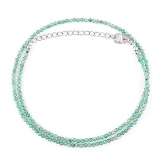 QNAVIC Natural Green Emerald Gemstone Beads Choker Necklace Handmade Jewelry Cha