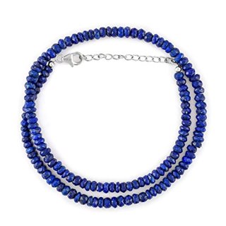 QNAVIC 100% Natural Lapis Lazuli Crystal Stone Beads Choker Handmade Necklace Fo