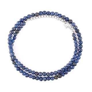 QNAVIC 100% Natural Blue Sapphire Crystal Stone Full Beads Choker Necklace Handm