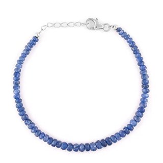 QNAVIC 100% Natural Blue Sapphire Crystal Stone Full Beaded Handmade Bracelet Fo