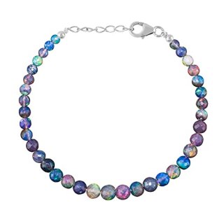 QNAVIC Ultra Fire Black Opal Round Beads Ckoker Bangle Bracelets Natural Gemston