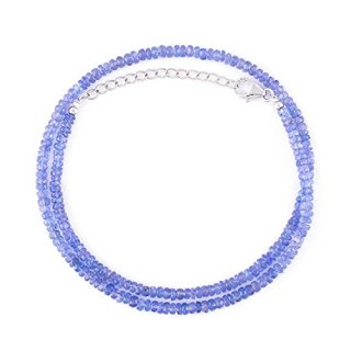 QNAVIC Natural Blue Tanzanite Gemstone Full Beads Choker Necklace Handmade Jewel