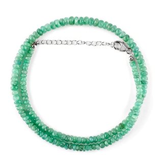 Natural Emerald Gemstone Beads Choker Necklace Handmade Full Beaded Jewelry May 