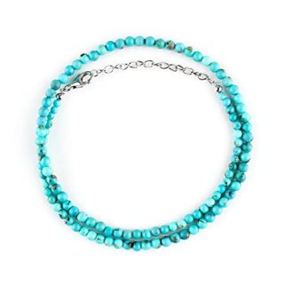 QNAVIC Real Blue Turquoise Stone Round Beads Handmade Choker Necklace For Women 