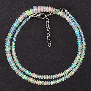 OdrillionGems? Ethiopian Opal Gemstone Plain Beads Choker Necklace Fire Opal Hea