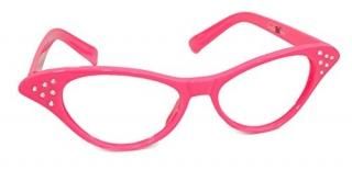 Hip Hop 50s Shop Womens Cat Eye Rhinestone Glasses Hot Pink