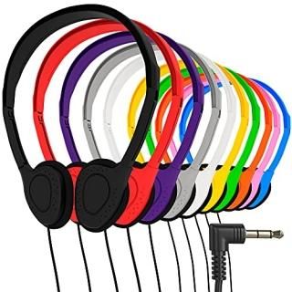 Maeline Bulk On-Ear Headphones with 3.5 mm Headphone Plug - 50 Pack - Multi