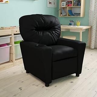 Flash Furniture Contemporary Black LeatherSoft Kids Recliner with Cup Holder