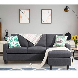 Shintenchi Convertible Sectional Sofa Couch Modern Linen Fabric L-Shaped Couch 3