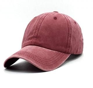 Unisex Vintage Washed Distressed Baseball Cap Twill Adjustable Dad HatC-burgundy