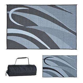 Ming's Mark GA1 Stylish Camping Reversible Graphic Patio Mat-8' x 12' Black/Silv