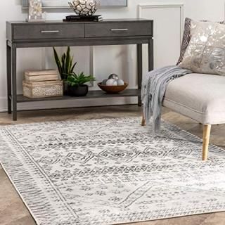 nuLOOM Frances Moroccan Area Rug 4' x 6' Light Grey