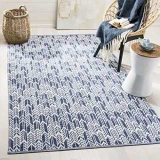 Safavieh Montauk Collection MTK609C Handmade Cotton Area Rug 8' x 10' Navy / Ivo