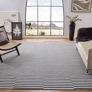 Safavieh Montauk Collection MTK715A Handmade Stripe Cotton Area Rug 9' x 12' Ivo