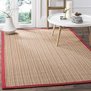 Safavieh Natural Fiber Collection NF442B Border Stripe Sisal Area Rug 8' x 10' R
