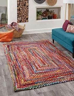 Unique Loom Braided Chindi Collection Casual Modern Multi Area Rug 9' 0 x 12' 0