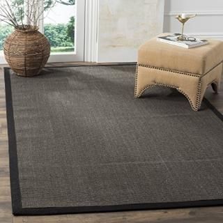 Safavieh Natural Fiber Collection NF441D Border Sisal Area Rug 9' x 12' Charcoal