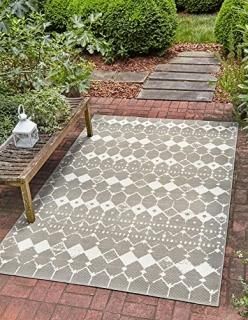 Unique Loom Outdoor Trellis Collection Area Rug Modern Geometric Flatweave Desig