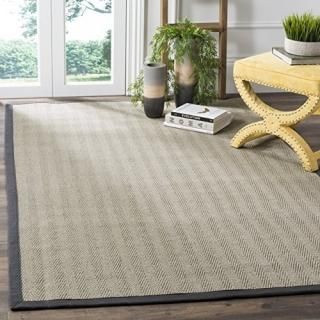Safavieh Natural Fiber Collection NF444A Border Herringbone Sisal Area Rug 9' x 