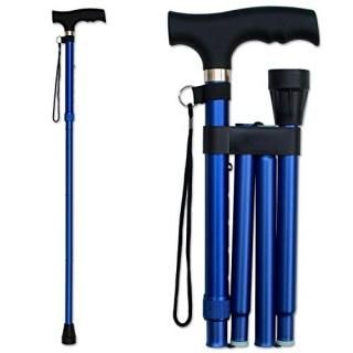 RMS Folding Cane - Foldable Adjustable Lightweight Aluminum Offset Walking Cane 