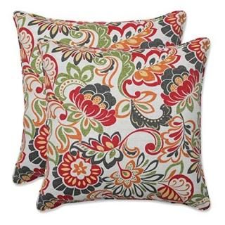 Pillow Perfect Decorative Multicolored Modern Floral Square Toss Pillows 2-Pack 