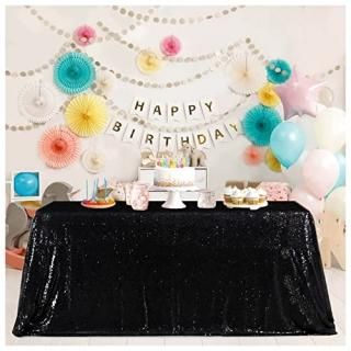 150cm x 260cm Black - SoarDream Black sequin tablecloth 150cm x 260cmBlack sequi
