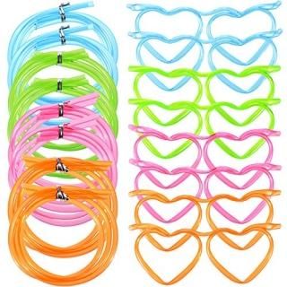 8 Pieces Drinking Straw Eyeglasses Plastic Silly Straw Eyeglasses DIY Drinking S