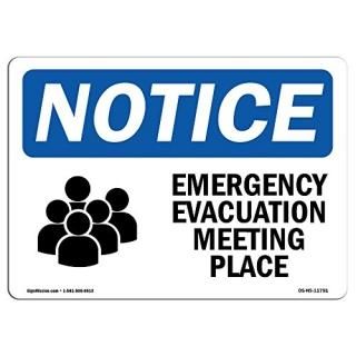 SignMission OSHA Notice Emergency Evacuation Meeting Place Sign with Symbol  Dec