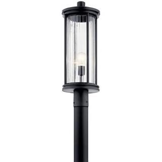Barras 23.25 1 Light Outdoor Post Light with Clear Ribbed Glass in Black