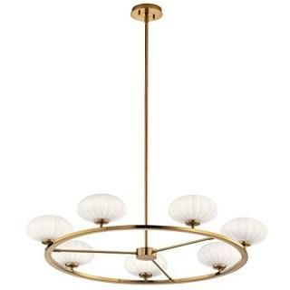 Kichler PIM 40 7 Light Round Chandelier with Satin Etched Cased Opal Glass in Fo