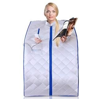 SereneLife Portable Infrared Home Spa One Person Sauna Heating Foot Pad and Chai