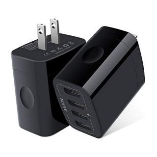 USB Wall Charger 2-Pack AILKIN 4.8A 4-Port USB Plug Cube Portable Charging Box W