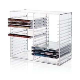 Stackable Clear Plastic CD Holder - holds 30 standard CD jewel cases
