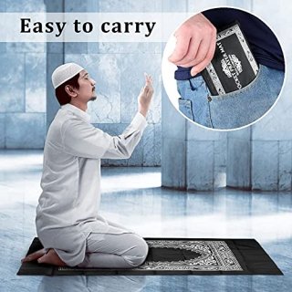 Muslim Travel Prayer Mat Anlising with Compass Pocket Sized Carry Bag and Attach