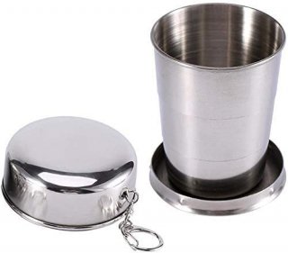 Stainless Steel Portable Outdoor Travel Camping Folding Collapsible Cup Metal Te