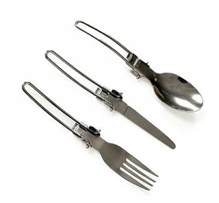 ShineIn Stainless Steel Portable Folding CutlerySpoon Fork Knife 3 in 1 for Camp
