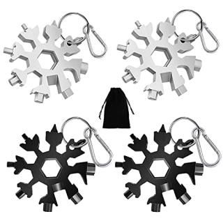 Fudragtn 18 in 1 Snowflake Multitool 4 PCS Portable Stainless Steel Snowflake Mu