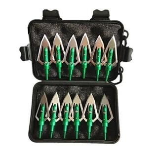 e5e10 12pcs Green Steel Flat Broadheads with 2 Blades 100 Grain Hunting Arrow Ti