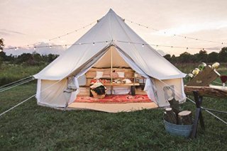 Dream House Outdoor Waterproof Cotton Canvas Family Camping Bell Tent Beige Cott