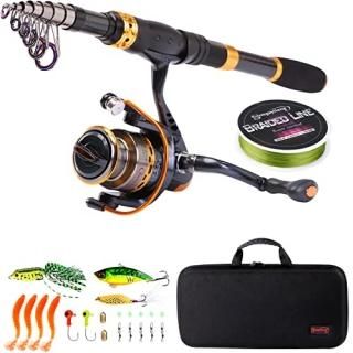 Sougayilang Telescopic Fishing Rod Reel Combos Portable Fishing Pole with Spinni