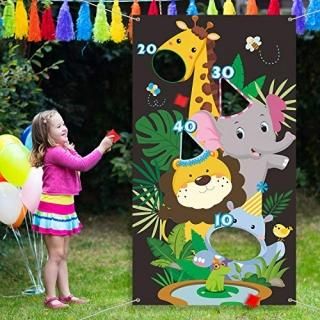 Jungle Animals Toss Game with 3 Bean Bags Fun Indoor and Outdoor Jungle Party Ga