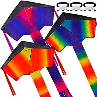 JOYIN 3 Packs Delta Rainbow Kite Warm and Cold Color Easy to Fly Huge Kites for 