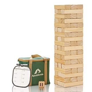 ApudArmis 54 PCS Tumble Timber Set Stack to 3FT Pine Wooden Tumble Tower Game wi
